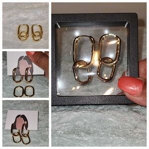 Gold Toned Fashion Link Earrings